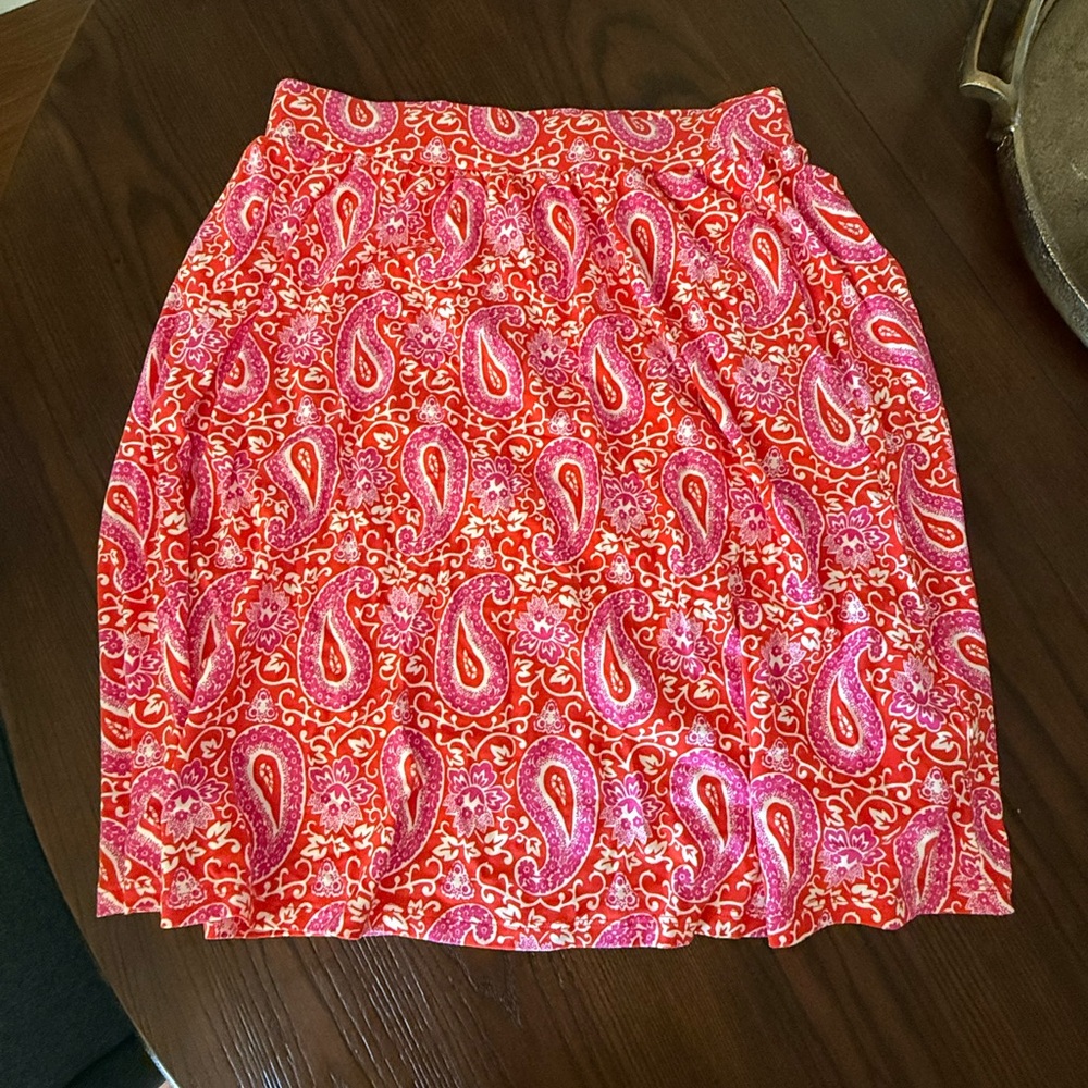 Boden Pull on Paisley Pink Red Skirt sz6
